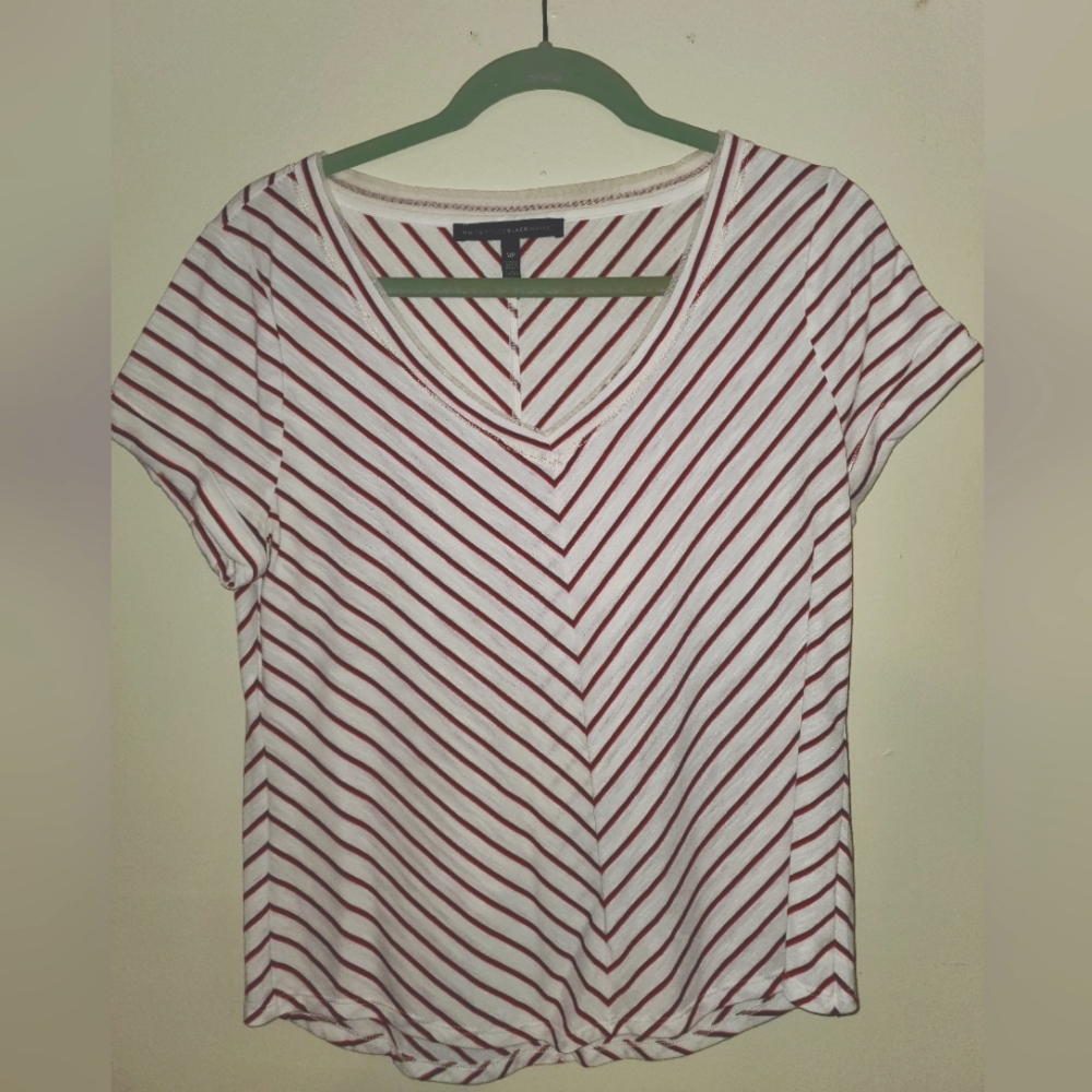 White House Black Market Medium Petit white t-shirt with red stripes. New, never